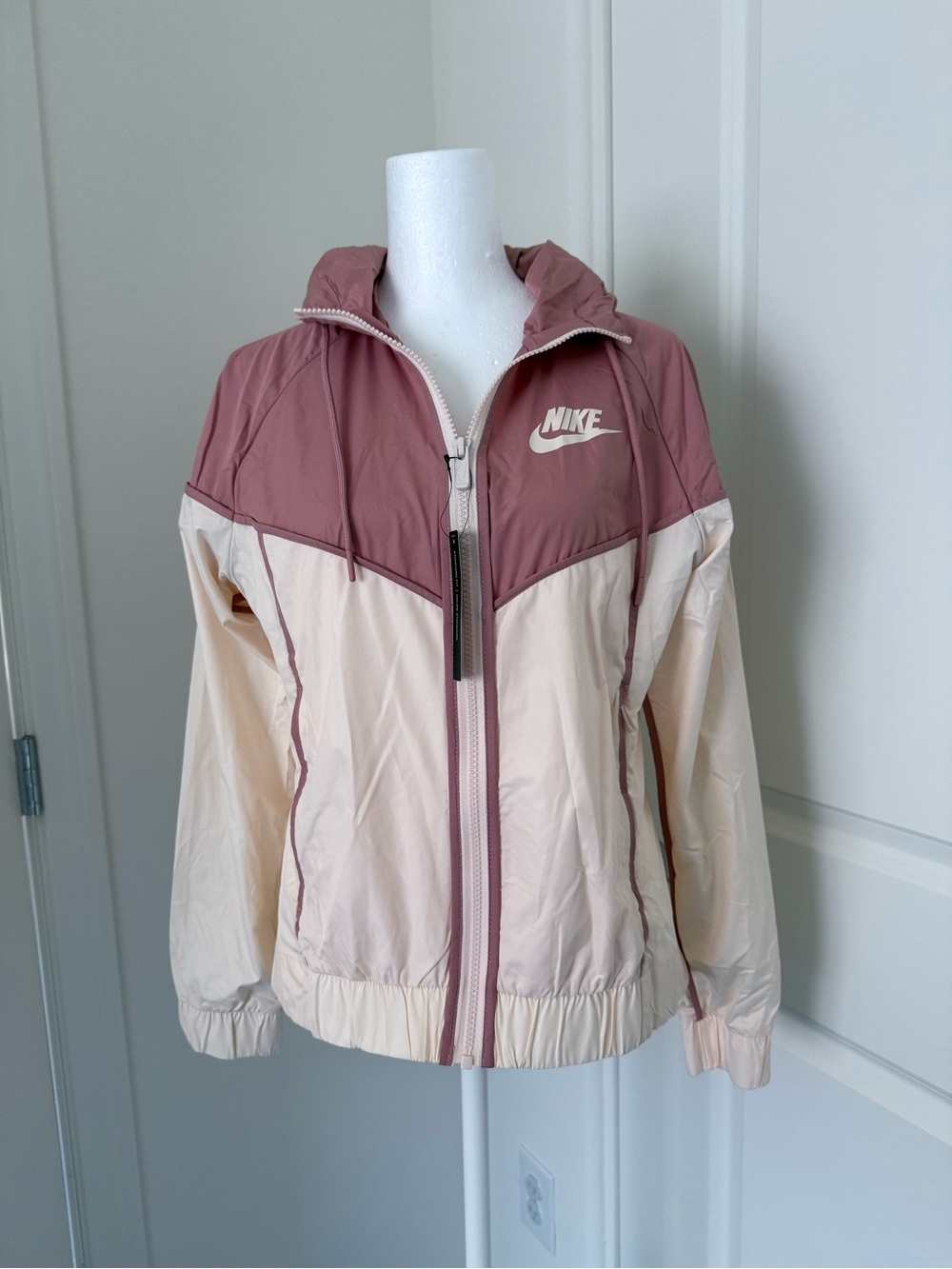 Nike Women's Two-Tone Hooded Bomber Jacket - Dusty Rose & Cream